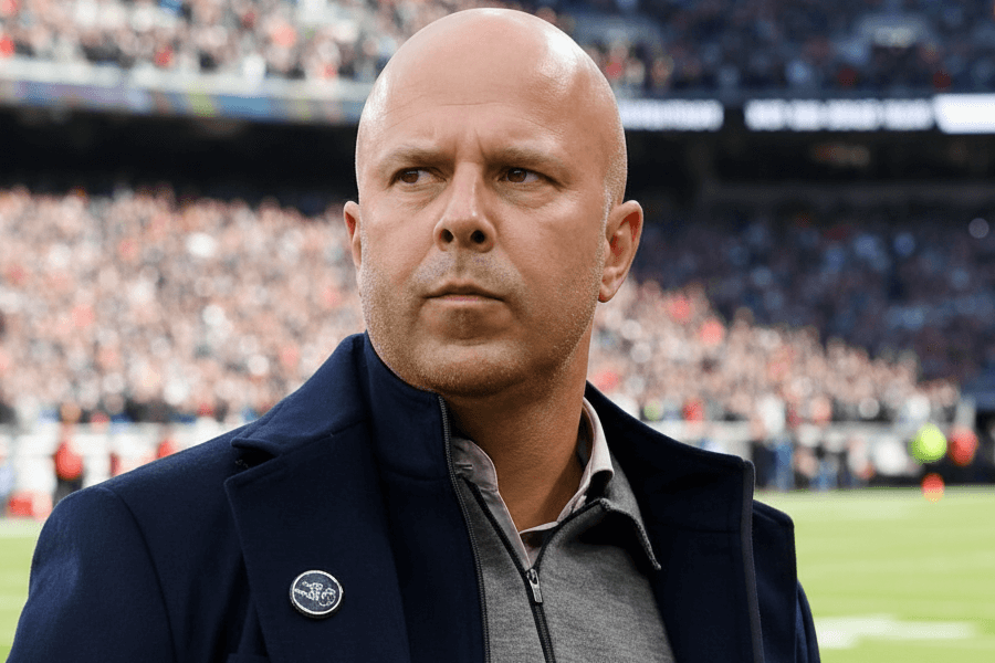 Arne Slot s’exprimant avec émotion lors de la conférence de presse dédiée au souvenir de Jota.