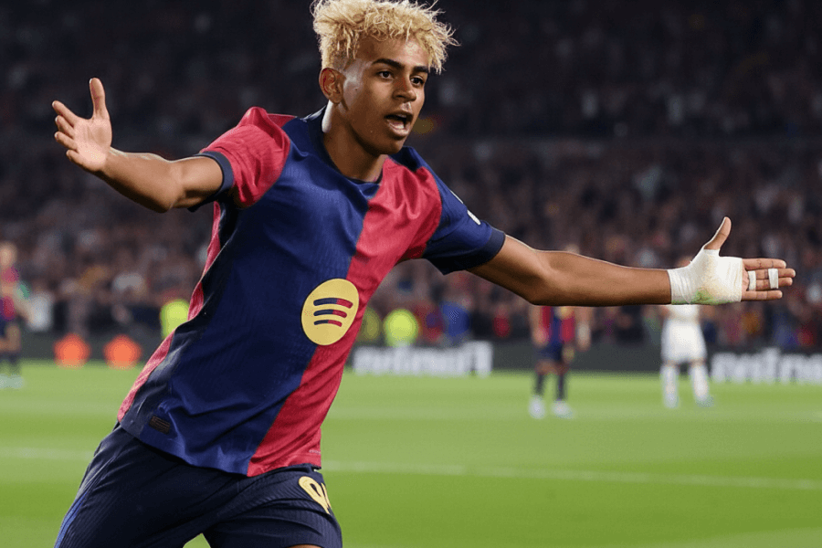 Lamine Yamal quittant le terrain après sa blessure au FC Barcelon