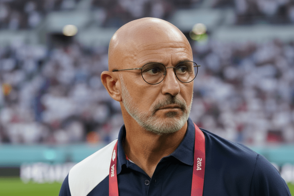 Entraîneur Luis de la Fuente pendant un entraînement de l'équipe nationale.