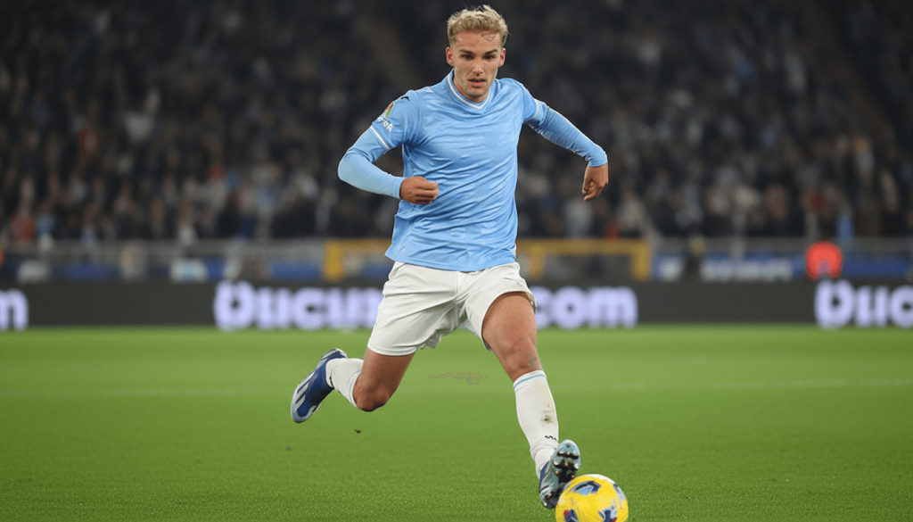 Joueurs de la Lazio célébrant le but de Gustavo Isaksen.