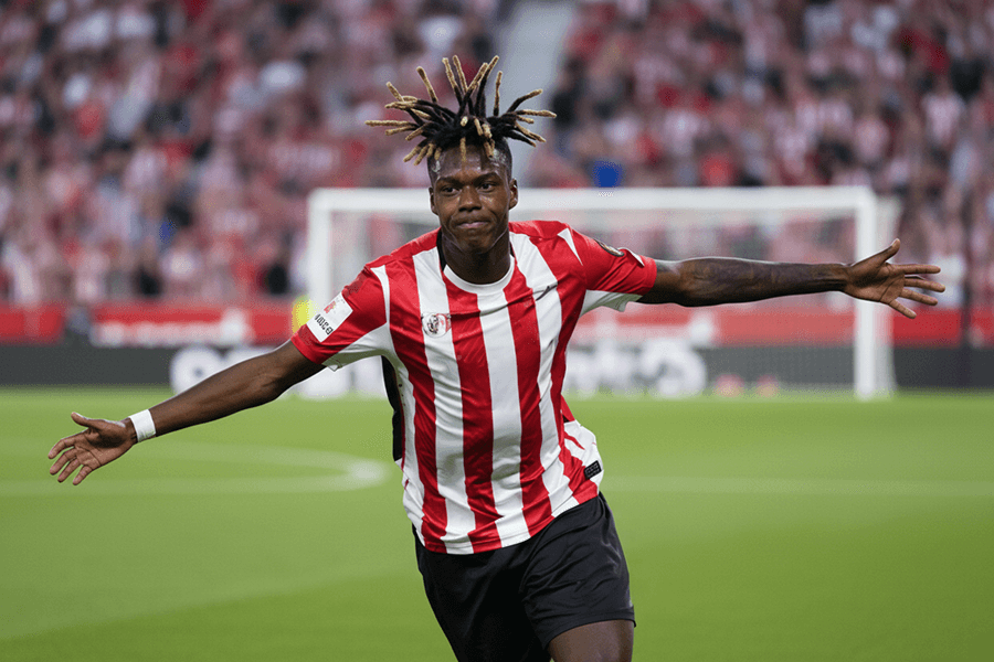 Nico Williams lors du match contre Barcelone, sous les sifflets du public du Camp Nou.