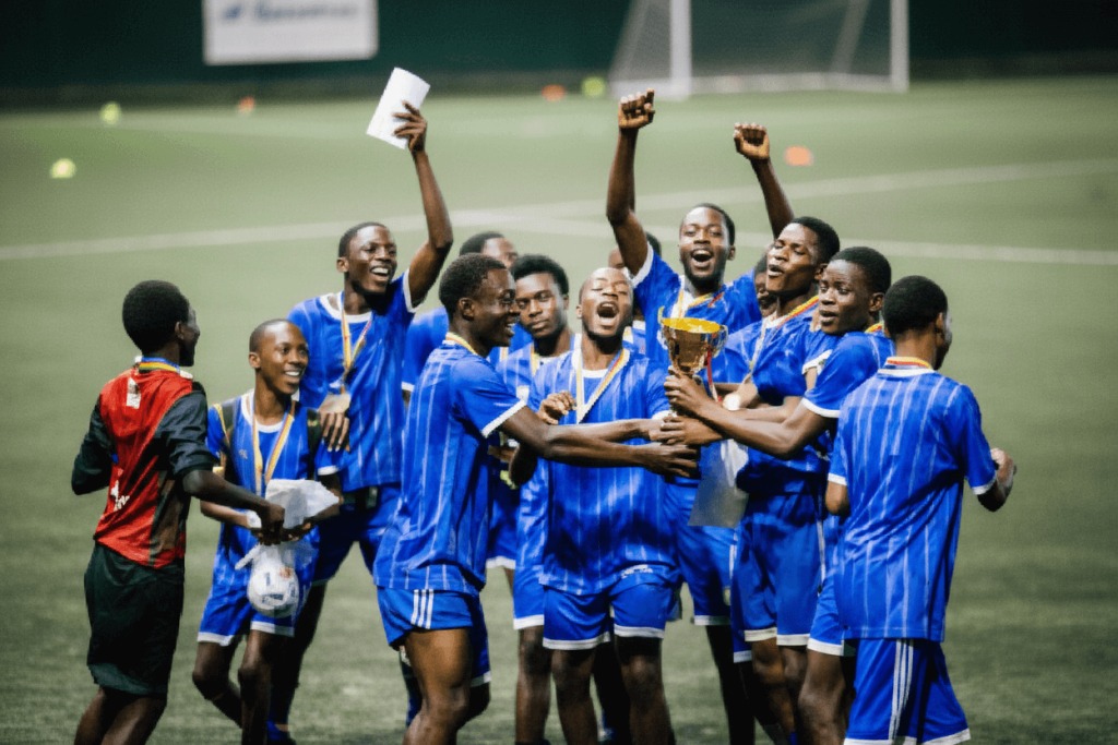 Jeunes joueurs congolais s’entraînant sur un terrain