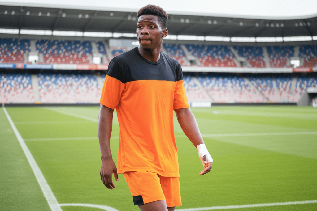 Formation d'un groupe de jeunes footballeurs congolais.
