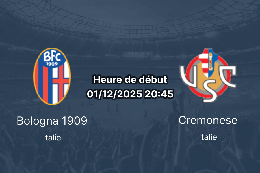 Affiche du match Bologna 1909 – Cremonese au stade Renato Dall'Ara.