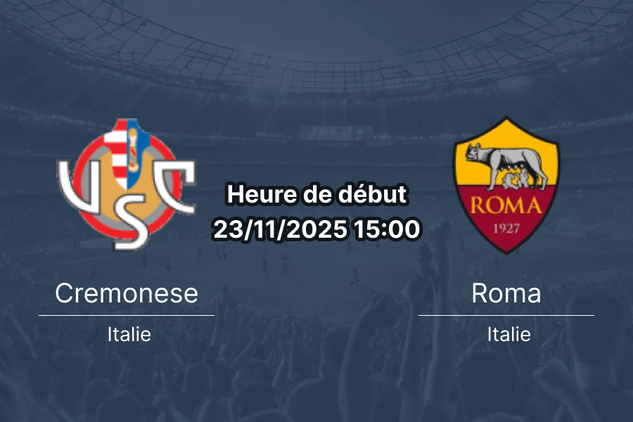 Couverture du pronostic Cremonese contre Roma en Serie A.