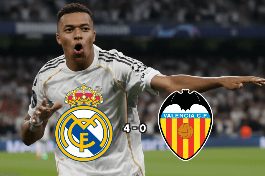 Kylian Mbappé célébrant son premier but contre Valence.