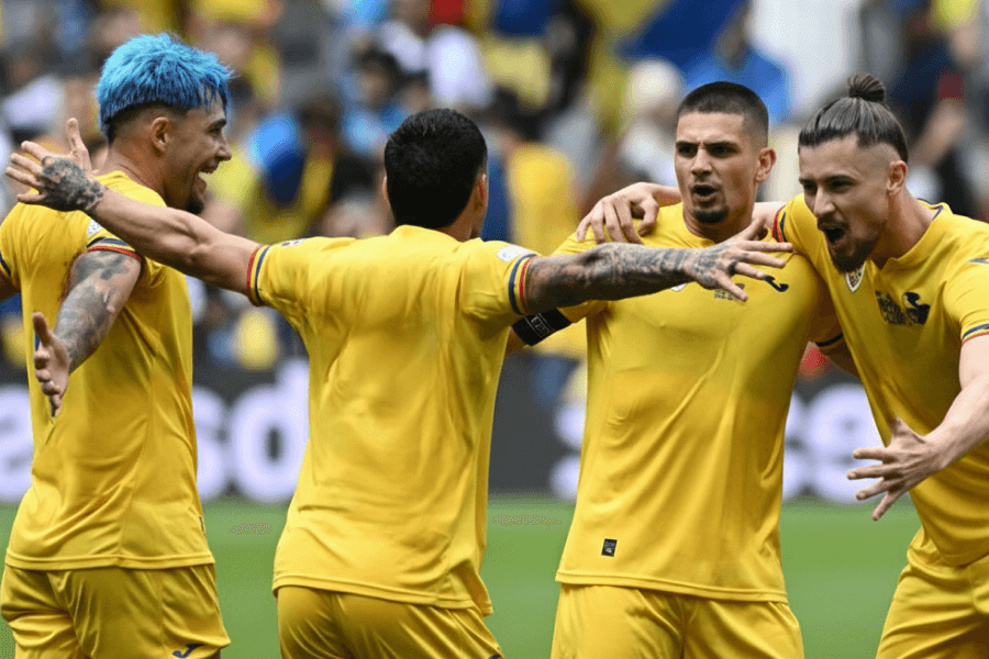 Les joueurs roumains déçus après la défaite.