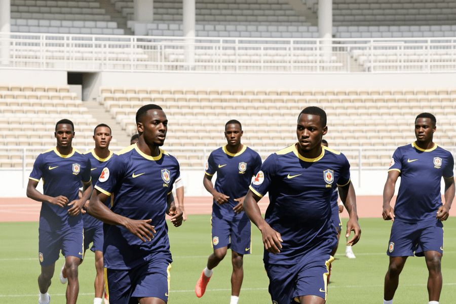 Joueurs de la RDC lors d'un entraînement avant le tournoi