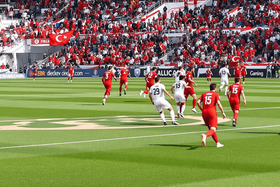 Photo d’un match de Super Lig en cours avec des fans.