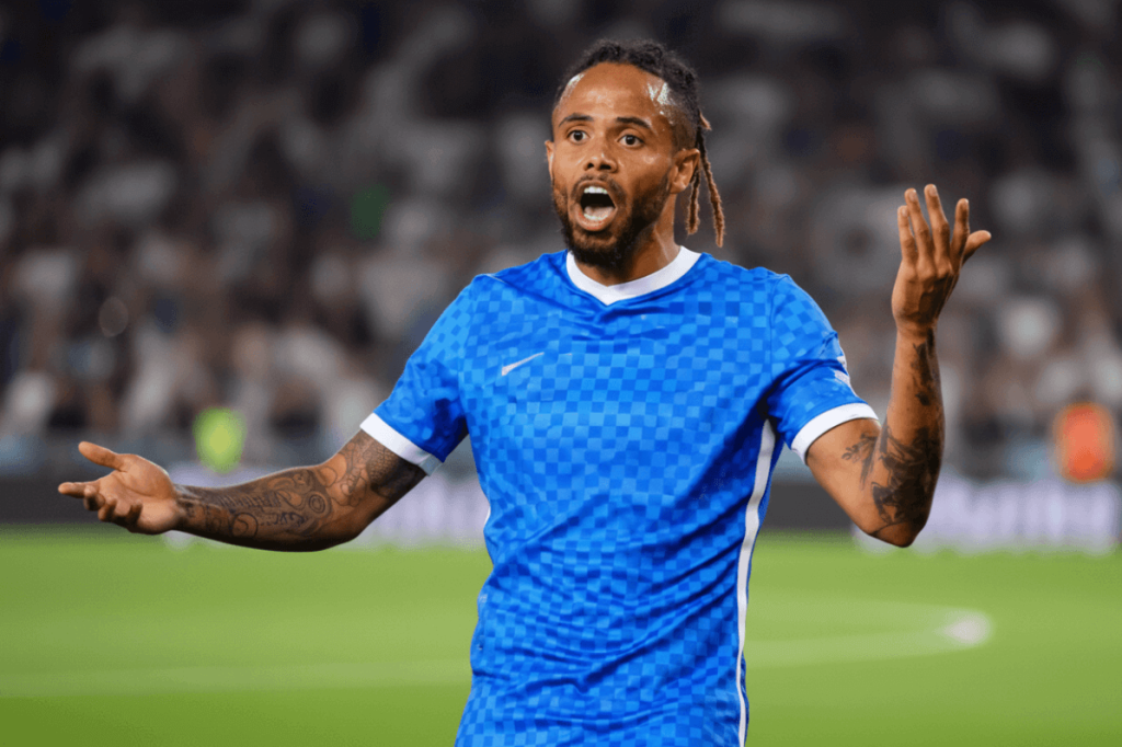 Théo Bongonda célébrant son but gagnant pour la RDC