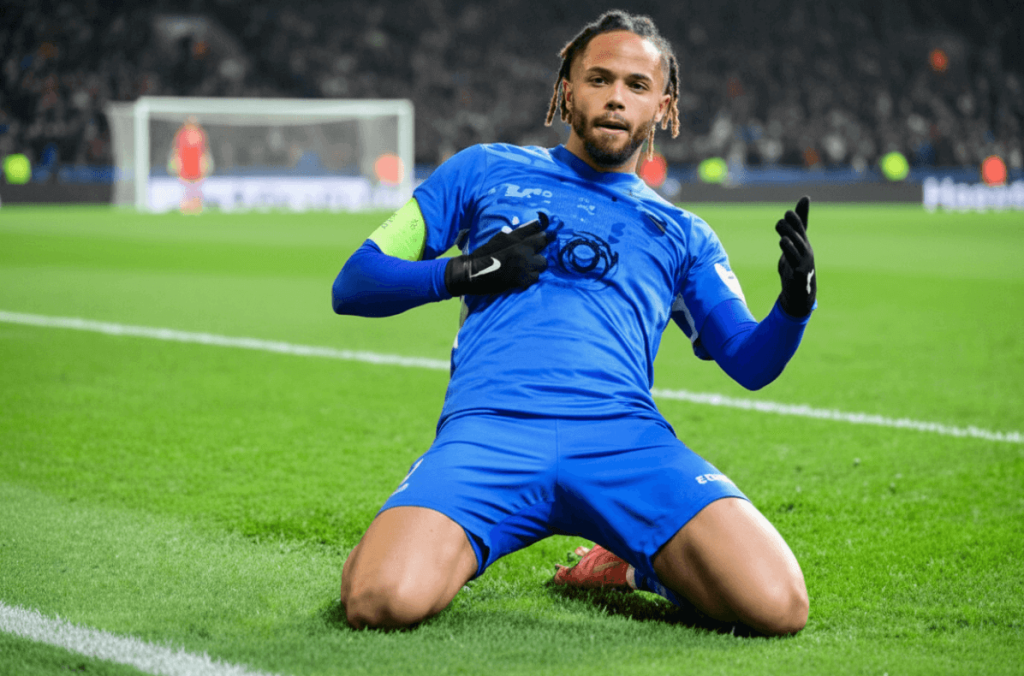 Bongonda lors de son retour sur le terrain après sa blessure