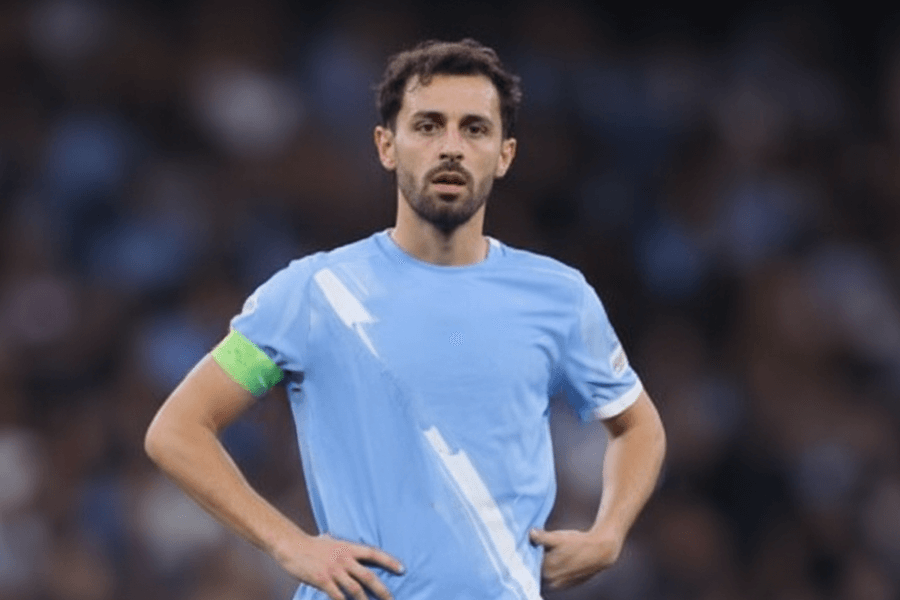 Bernardo Silva lors d'un entraînement de Manchester City.