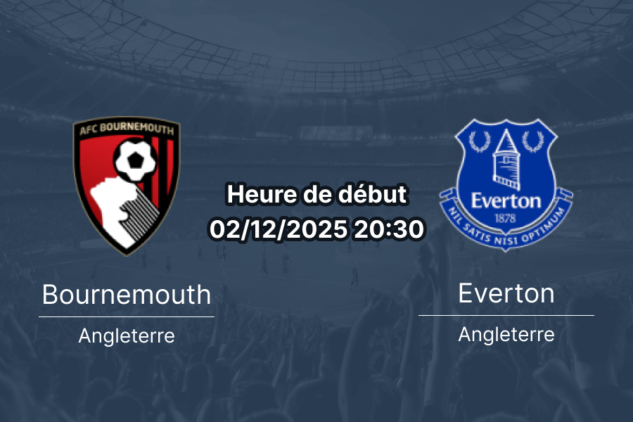 Affiche du match Bournemouth – Everton au stade Vitality.