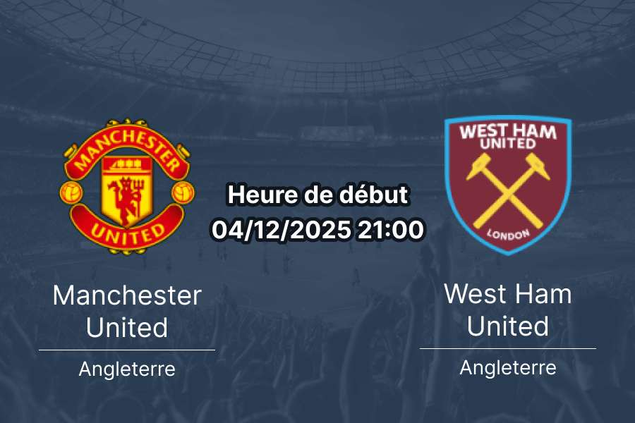 Affiche du match Manchester United – West Ham United à Old Trafford.