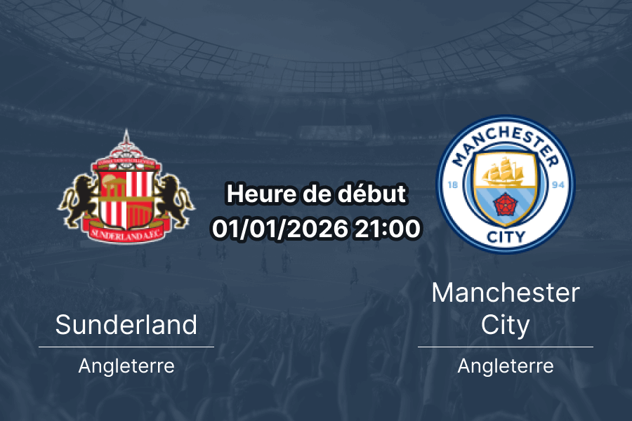 Couverture pronostic Sunderland – Manchester City, Premier League