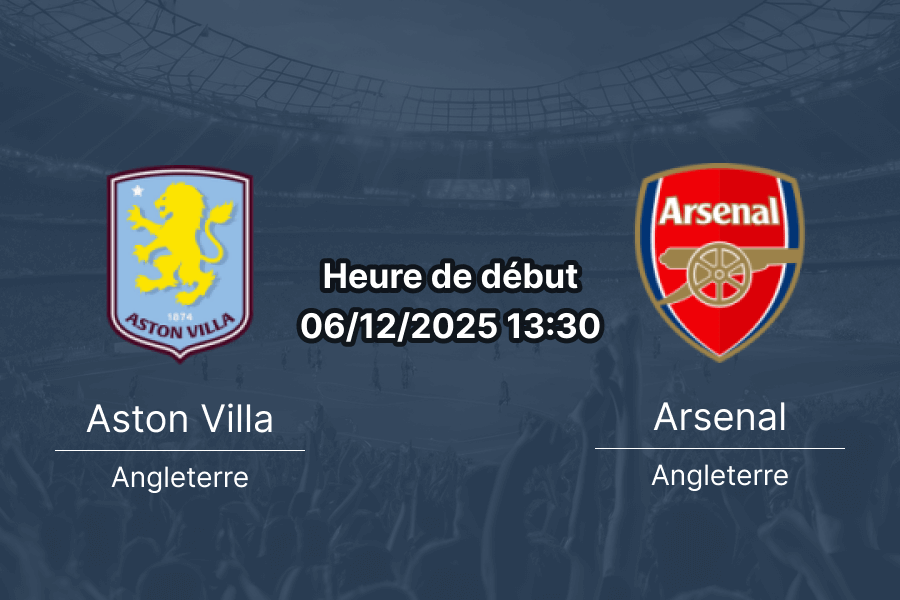 Couverture du pronostic pour le match Aston Villa vs Arsenal.