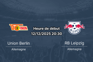 Couverture du pronostic pour le match Union Berlin vs RB Leipzig.
