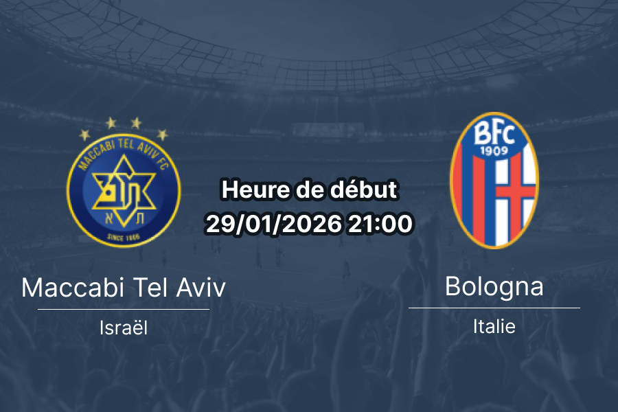 Pronostic Maccabi Tel Aviv Bologna Europa League 29 janvier 2026 cotes 1xBet RDC