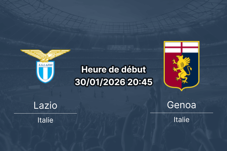 Pronostic Lazio Rome Genoa Serie A 30 janvier 2026 cotes bookmakers 1xBet RDC Stadio Olimpico Europe
