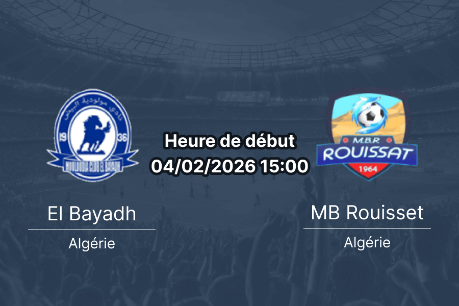 Pronostic El Bayadh vs MB Rouisset Ligue 1 Algérie 04 février 2026 cotes statistiques 1xBet