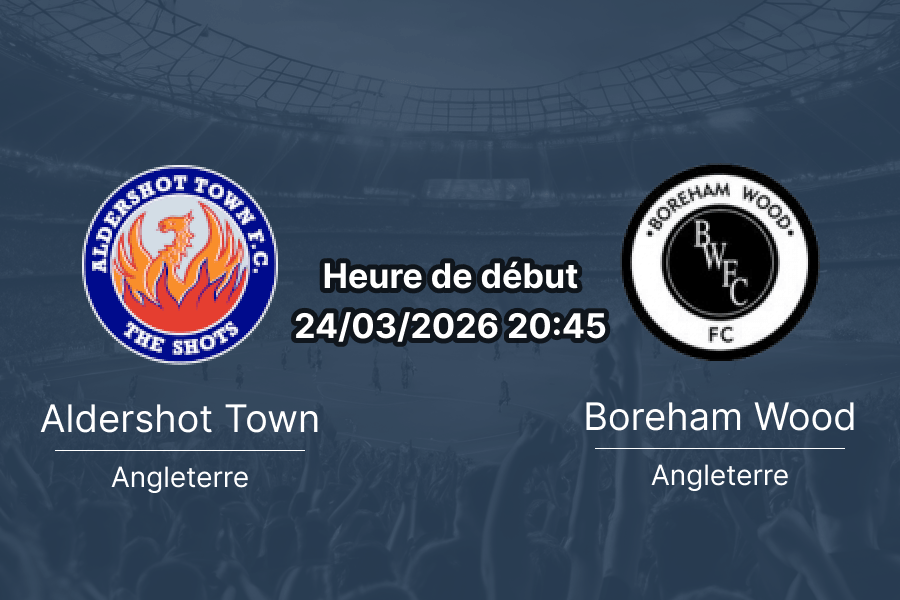 Pronostic Aldershot Town vs Boreham Wood — match de National League anglaise du 24 mars 2026 au Recreation Ground, analyse et cotes