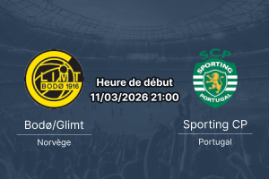 Pronostic Bodø/Glimt vs Sporting CP UEFA Champions League huitièmes de finale 11 mars 2026 Aspmyra Stadion – analyse cotes et pari expert 1xBet