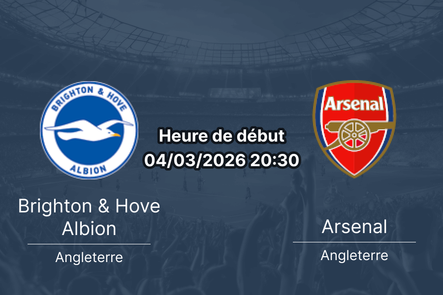 Pronostic Brighton & Hove Albion vs Arsenal Premier League 29e journée 4 mars 2026 American Express Stadium