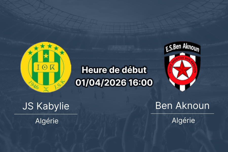 Pronostic JS Kabylie vs ES Ben Aknoun Ligue 1 Algérie 1 avril 2026 paris sportifs 1xBet RDC