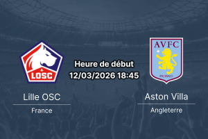 Pronostic Lille OSC vs Aston Villa – huitièmes de finale UEFA Europa League 2025-26 – Decathlon Arena Stade Pierre-Mauroy – 12 mars 2026 – analyse et pronostic 1xBet