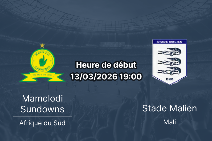 Pronostic Mamelodi Sundowns vs Stade Malien - quart de finale TotalEnergies CAF Champions League 13 mars 2026 - Loftus Versfeld Pretoria - analyse et cotes paris sportifs 1xBet