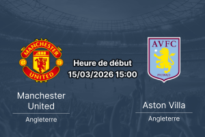 Pronostic Manchester United vs Aston Villa – Premier League 30e journée 15 mars 2026 – Old Trafford