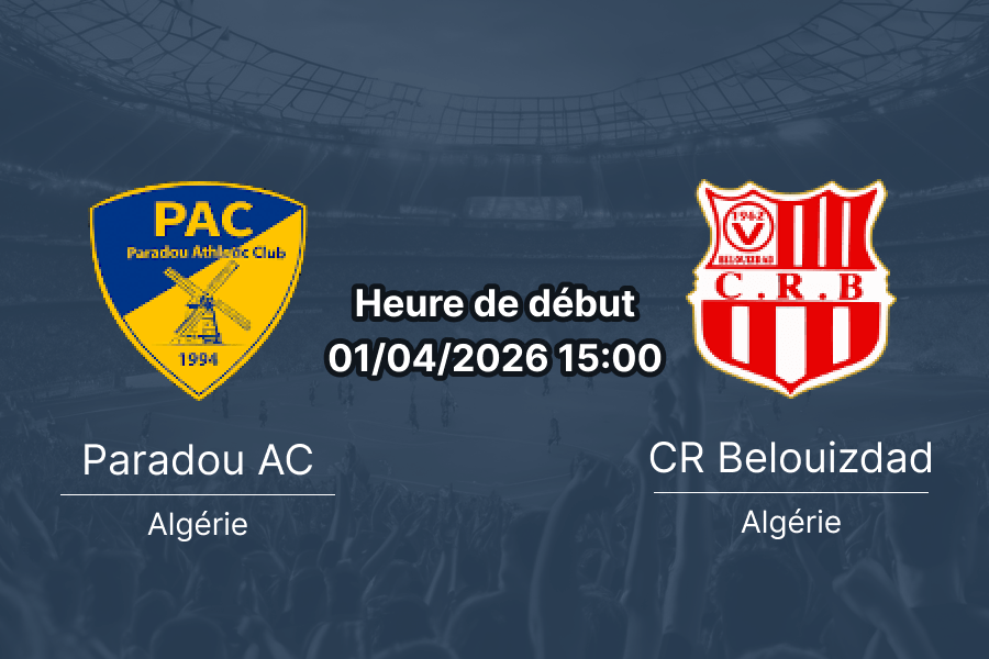 Pronostic Paradou AC vs CR Belouizdad Ligue 1 Algérie 1 avril 2026 paris sportifs 1xBet RDC