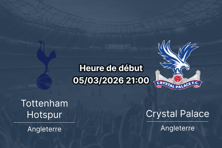 Pronostic Tottenham Hotspur vs Crystal Palace Premier League 5 mars 2026 – analyse paris sportifs 1xBet RDC