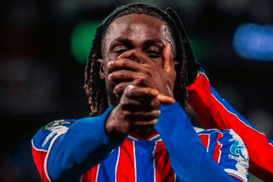 Evann Guessand célèbre un but avec Crystal Palace en Premier League