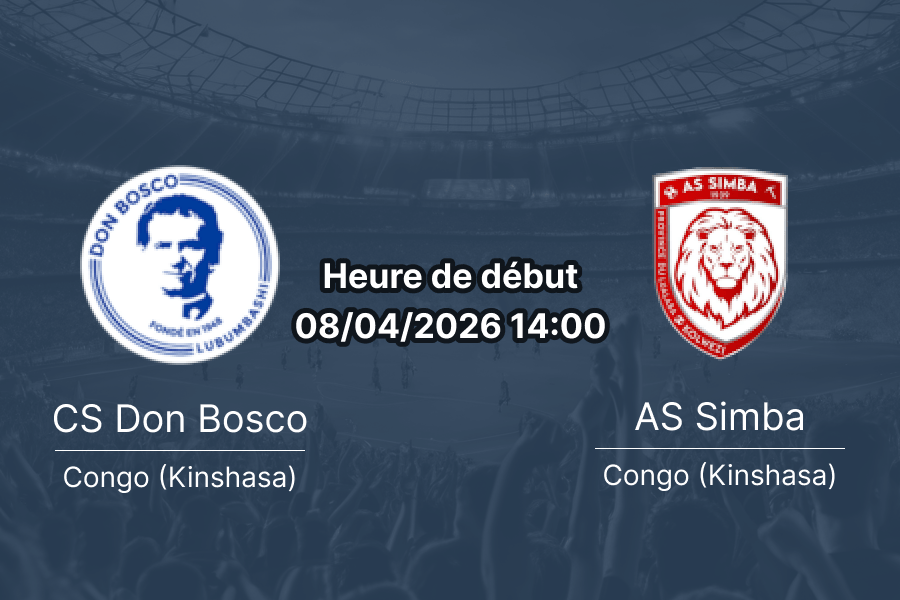 Pronostic CS Don Bosco vs AS Simba - Phase Finale Illicocash Ligue 1 RDC Congo 8 avril 2026 - Stade Kibasa Maliba Lubumbashi - Analyse cotes et paris recommandés