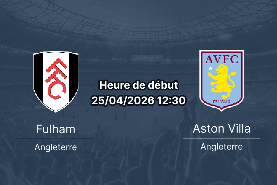 Pronostic Fulham vs Aston Villa Premier League journée 34 – analyse et cotes du 25 avril 2026 à Craven Cottage