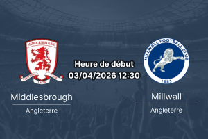 Pronostic Middlesbrough vs Millwall Championship journée 40 Good Friday 3 avril 2026 Riverside Stadium paris sportifs 1xBet RDC Congo