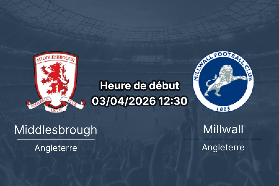 Pronostic Middlesbrough vs Millwall Championship journée 40 Good Friday 3 avril 2026 Riverside Stadium paris sportifs 1xBet RDC Congo