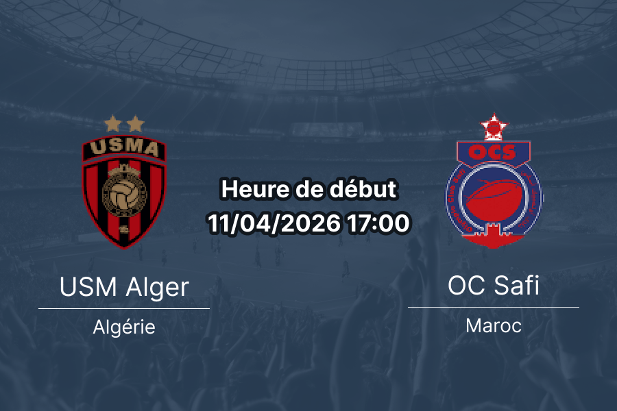 Pronostic USM Alger vs OC Safi - Demi-finale aller TotalEnergies CAF Coupe de la Confédération 2025-2026 - 11 avril 2026 17h00 - Stade du 5-Juillet Alger - Analyse et cotes par Emeka Ngoyi sur 1xBet APK RDC