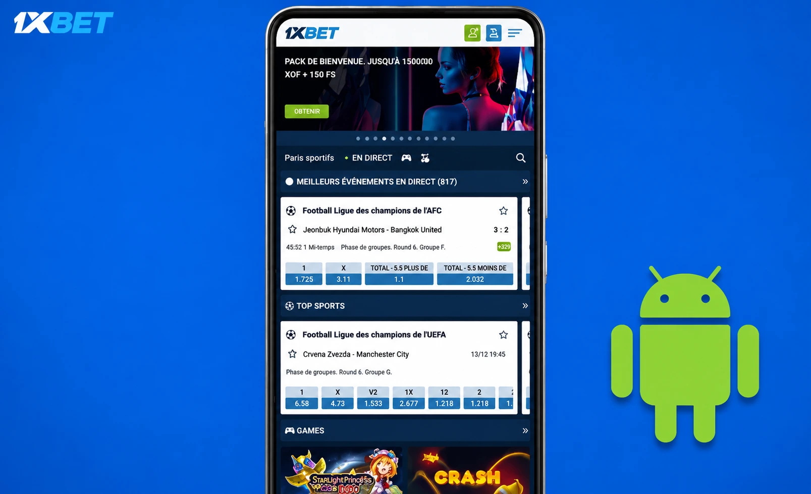 Télécharger et installer 1xBet APK sur Android