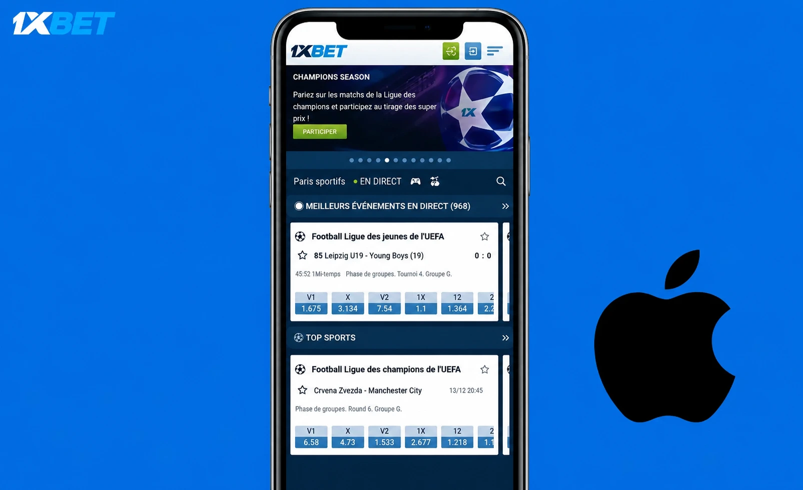 1xBet app iOS en RDC – application iPhone officielle