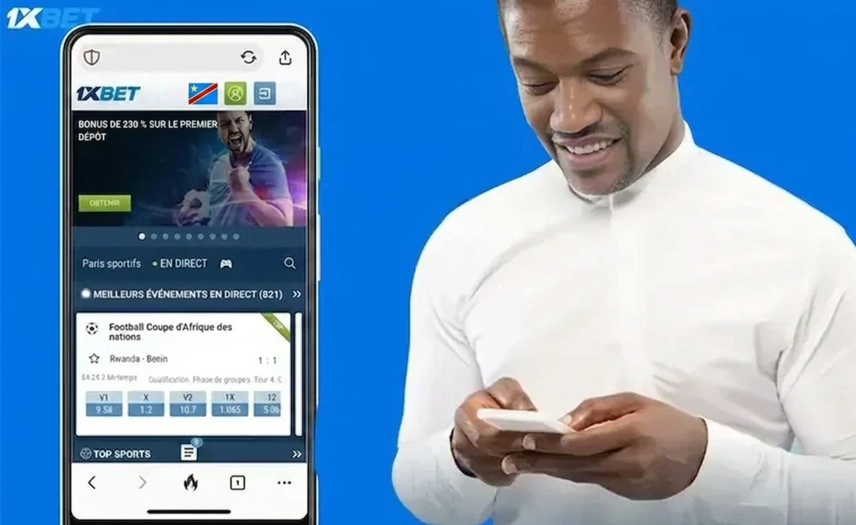 Connexion 1xBet RDC depuis le navigateur mobile