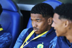 Jayden Adams Mamelodi Sundowns en conférence de presse avant Sundowns AS FAR finale CAF 17 mai 2026 à Loftus Versfeld – TotalEnergies CAF Champions League