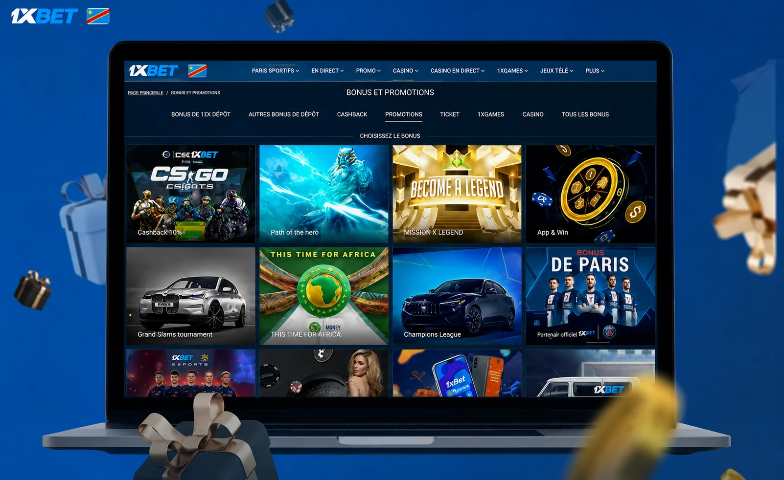 Bonus de bienvenue 1xBet RDC – 230% sur premier dépôt