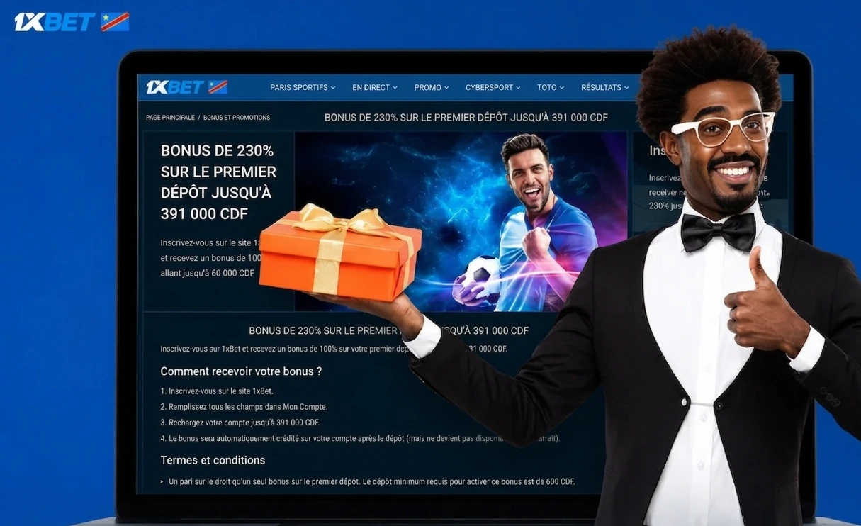 Programme de fidélité et bonus 1xBet RDC