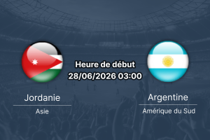 Pronostic Jordanie Argentine – AT&T Stadium Arlington, Texas, Groupe J de la Coupe du Monde 2026 le 28 juin
