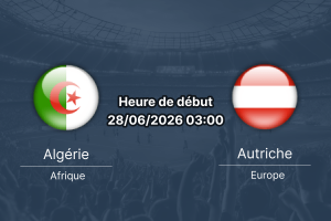 Pronostic Algérie Autriche – Arrowhead Stadium Kansas City, Coupe du Monde 2026 Groupe J, 28 juin 2026