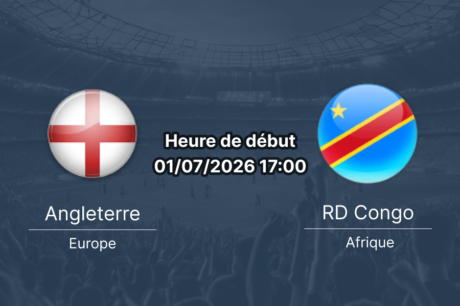 Pronostic Angleterre RD Congo — Mercedes-Benz Stadium Atlanta, 16e de finale Coupe du Monde 2026, 1er juillet