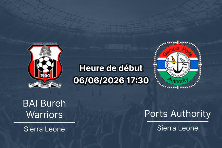 Pronostic BAI Bureh Warriors Ports Authority – Port Loko Football Field, Sierra Leone Premier League journée 30, 6 juin 2026