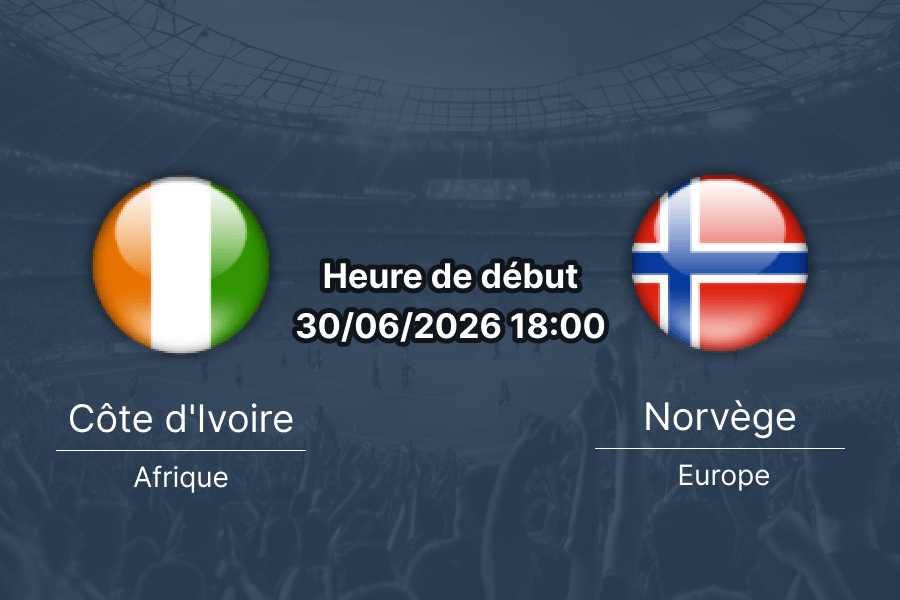 Pronostic Côte d'Ivoire Norvège — Dallas Stadium Arlington, 1/16 de finale Coupe du Monde 30 juin 2026